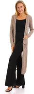 JAMILA Women's Self-Patterned Long Cardigan with Open Neckline