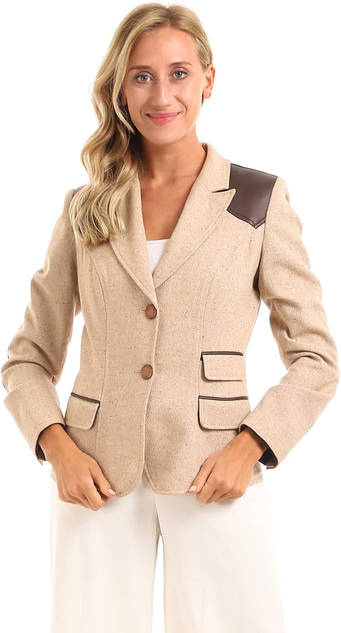 ESLA Decorative Pockets Jacket - Heather Charcoal and Light Beige