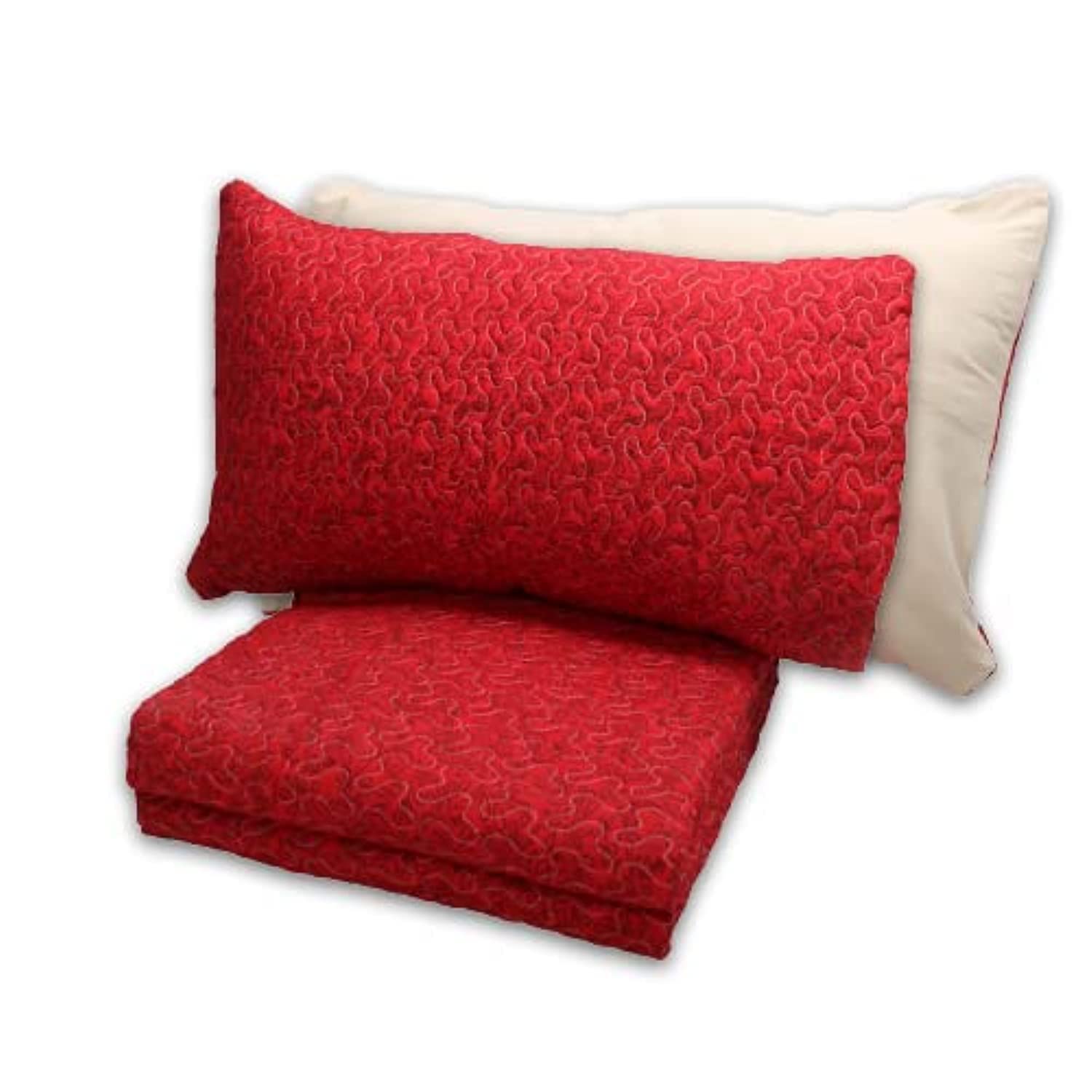 Snooze Captioned Coverlet Set with Red Leaf Design