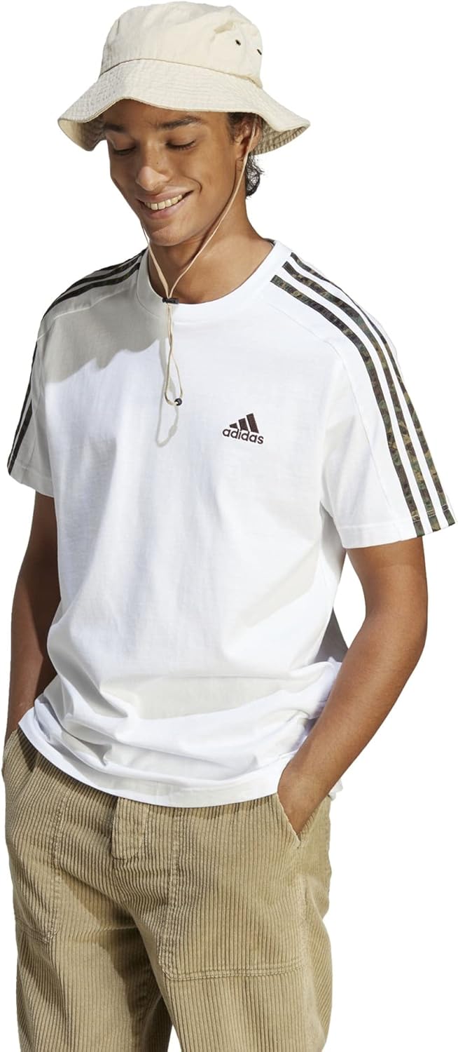 تي شيرت adidas للرجال Essentials Single Jersey 3-Stripes