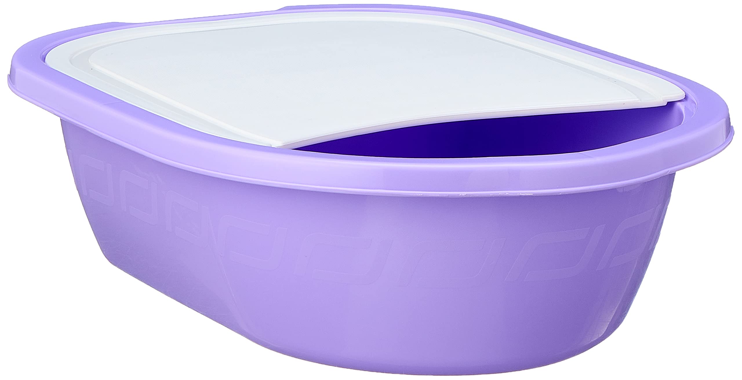 Chopping Board with Plastic Bowl for Cutting Vegetables (34.5 x 25.5 x 11 cm) - White & Mauve