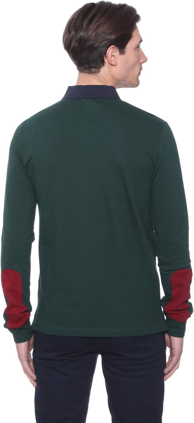 U.S. Polo Assn. Men's Long Sleeve Polo Shirt with Embroidered Chest Logo and Contrast Collar