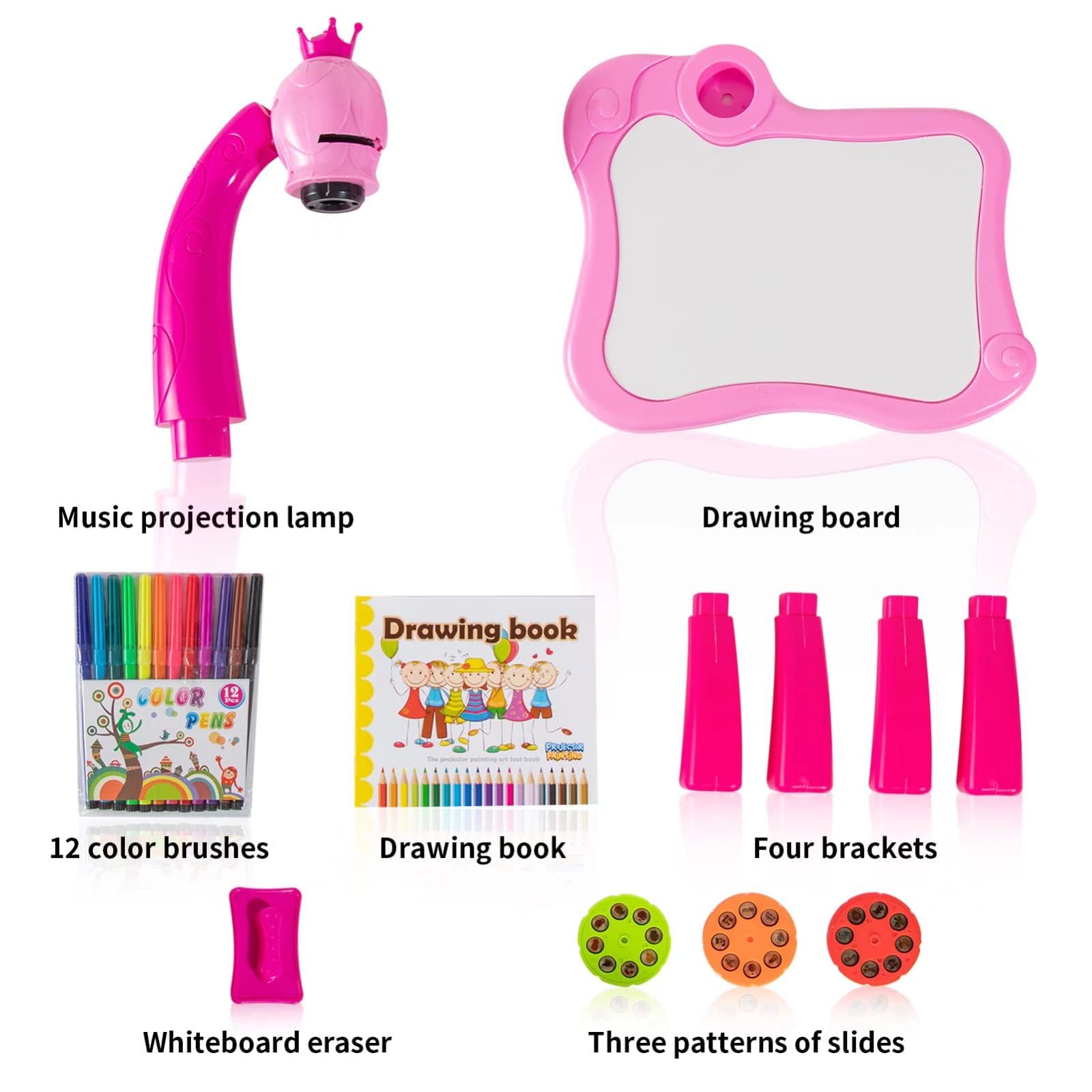 Drawing Projector for Kids - Trace and Painting Board with Light & Music, Smart Sketcher for Early Learning, Pink LED Art Desk for Boys and Girls Aged 3-8