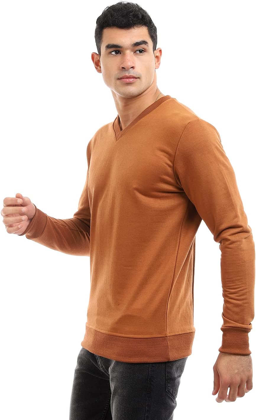 Offcliff Men's Basic Long Sleeves V-Neck Sweatshirt