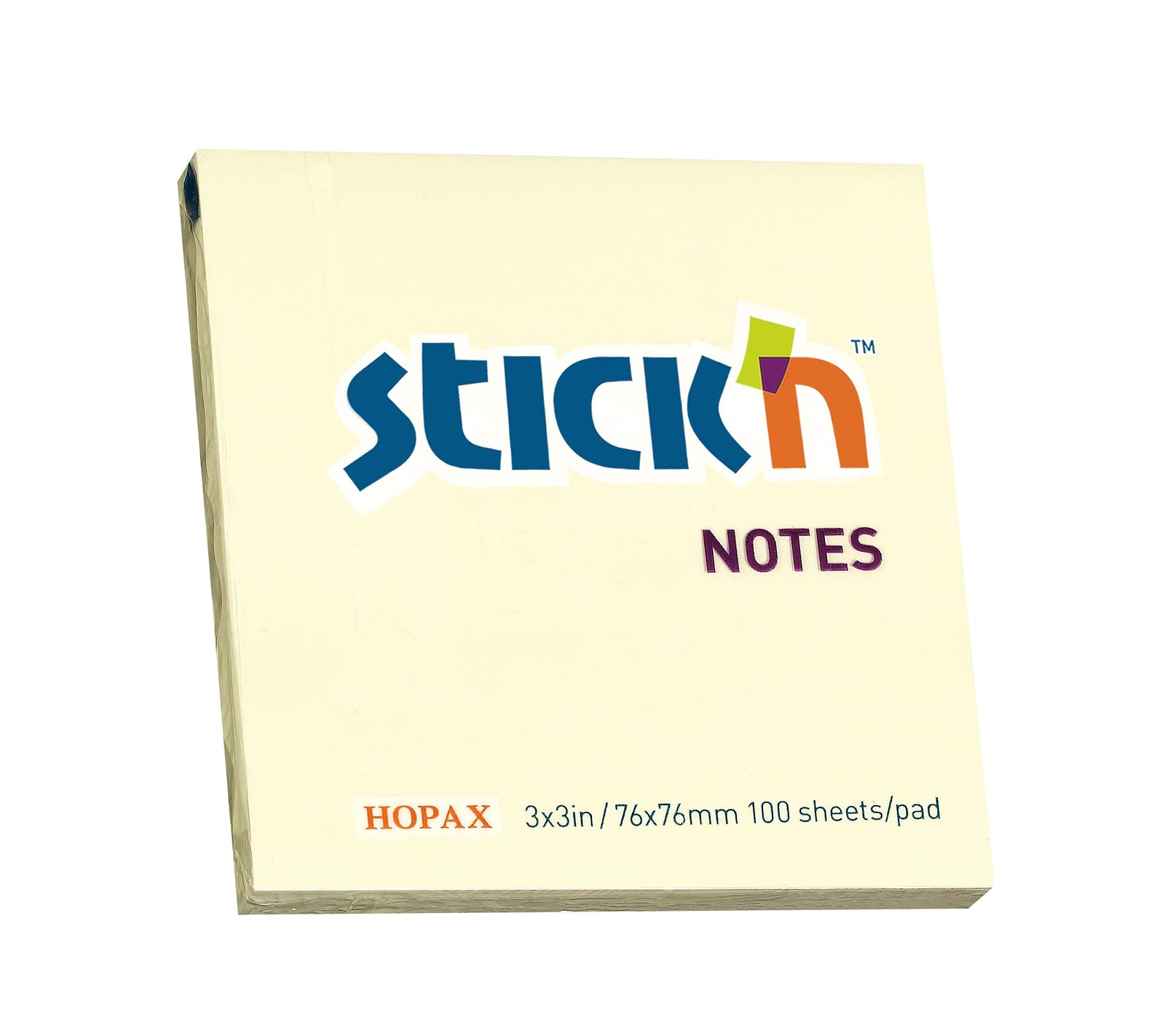 ورق ملاحظات لاصق Hopax Stick'n 21007 بحجم 76x76 مم - أصفر، 100 ورقة