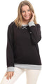 JAMILA Women’s Round Neck Sweatshirt with Shiny Star Patch