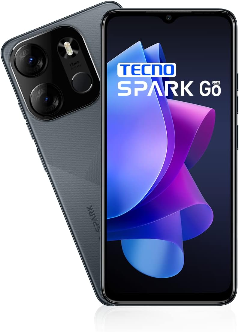 Tecno Spark Go 2023 (Endless Black, 4GB RAM, 64GB Storage) | 5000mAh Battery | 6.56" HD+ Display | 13MP Dual Rear Camera | Type-C Port