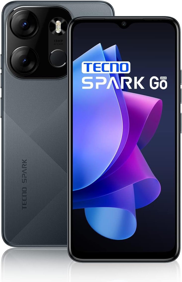 Tecno Spark Go 2023 (Endless Black, 4GB RAM, 64GB Storage) | 5000mAh Battery | 6.56" HD+ Display | 13MP Dual Rear Camera | Type-C Port