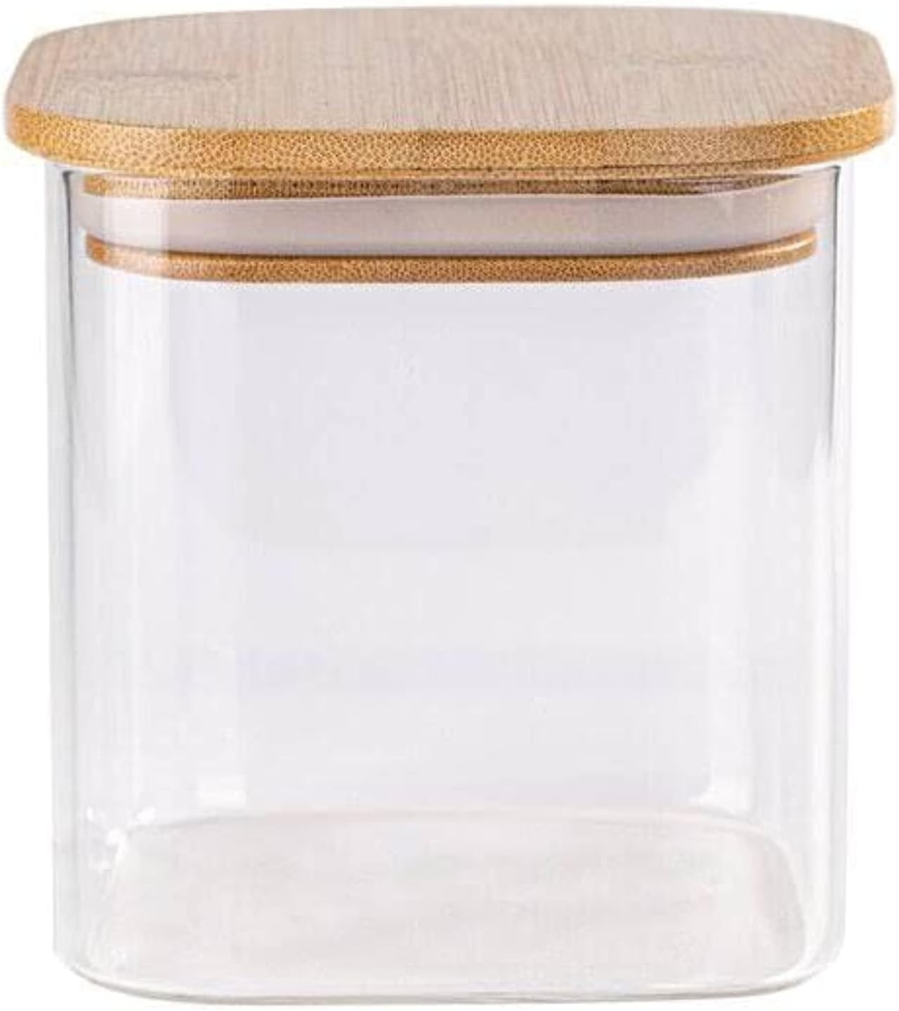 Airtight Rectangular Storage Jar with Bamboo Lid - 0.5L Food Storage Canister