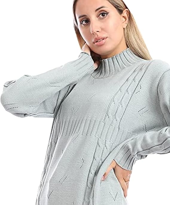 Andora Women's Knitted Ribbed Mock Neck Pullover