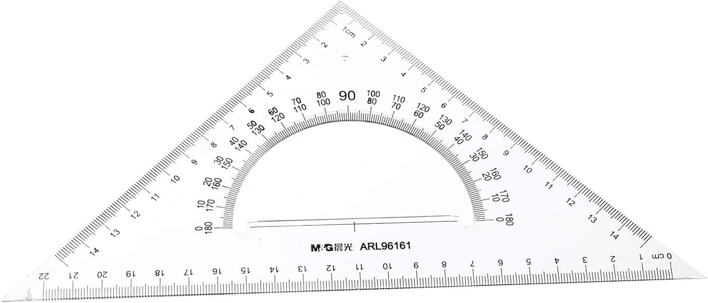 مجموعة M&G ARL96161 من 2 مسطرة مثلثية بزاوية 90 درجة - شفاف