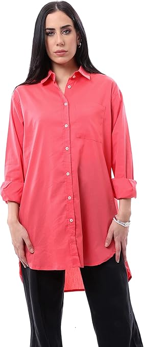 Ravin Women's Cropped Leather Button-Down Western Shirt - Pink, Size XL