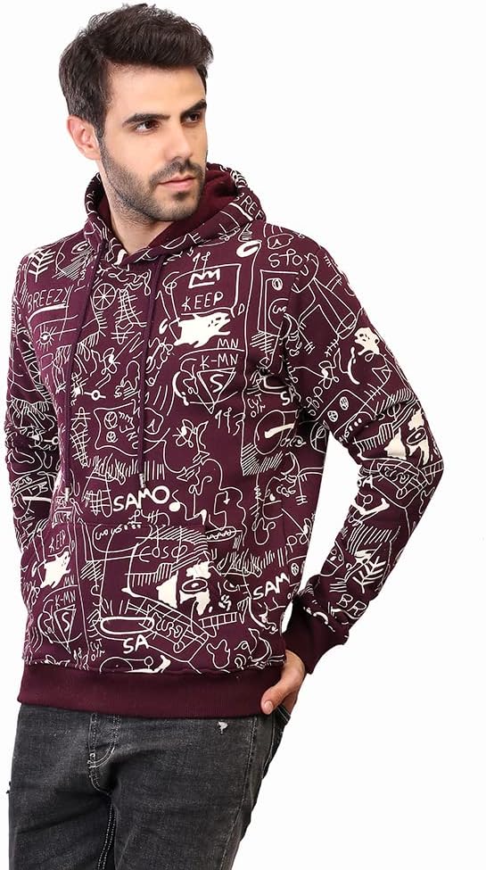 COUP Men's Slim Fit Graphic Print Hoodie with Long Sleeves