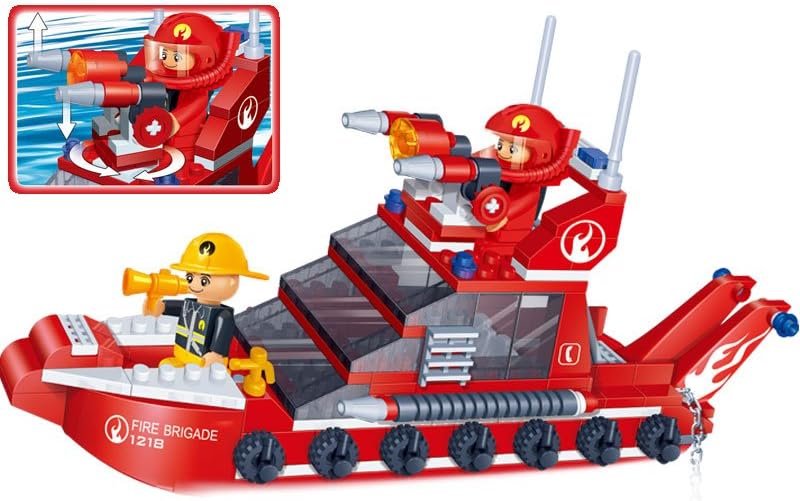 BanBao Building Blocks Fire Car and Ship Set, Multi-Color