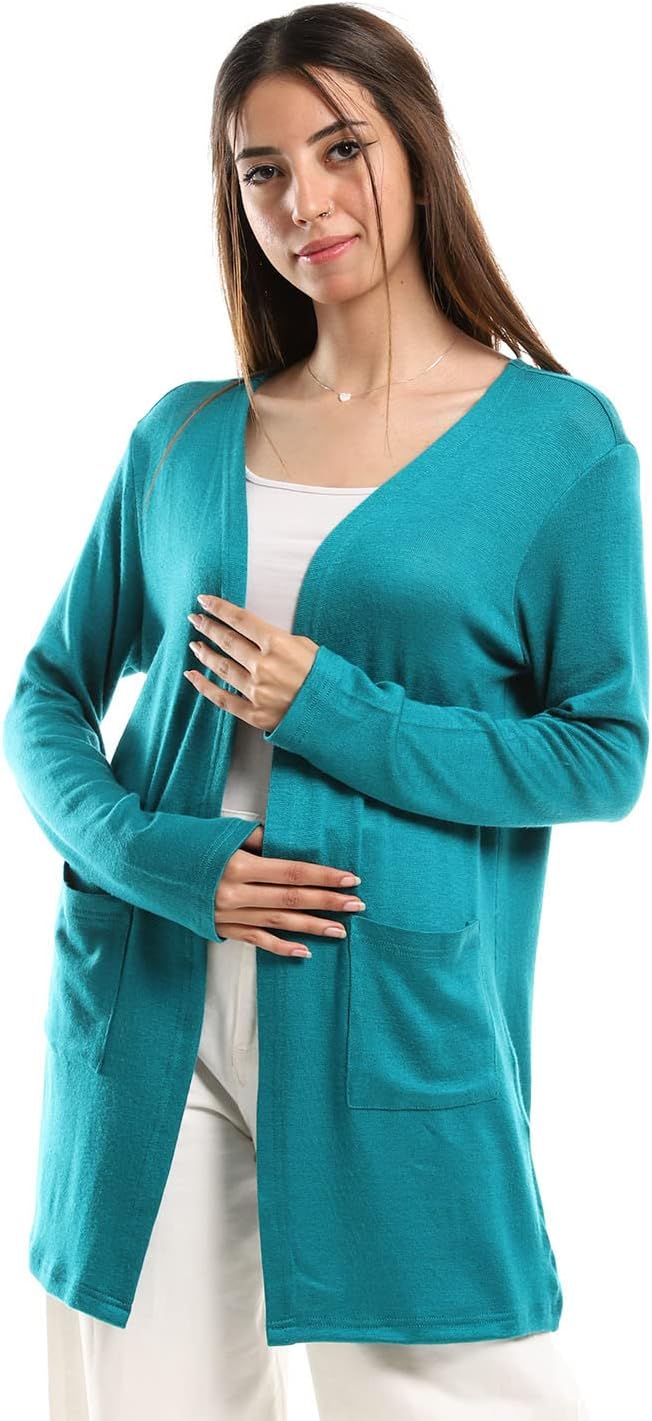 JAMILA Women's Short Cardigan with Front Pockets