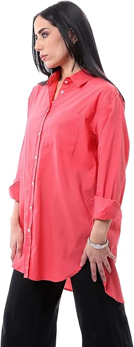 Ravin Women's Cropped Leather Button-Down Western Shirt - Pink, Size XL