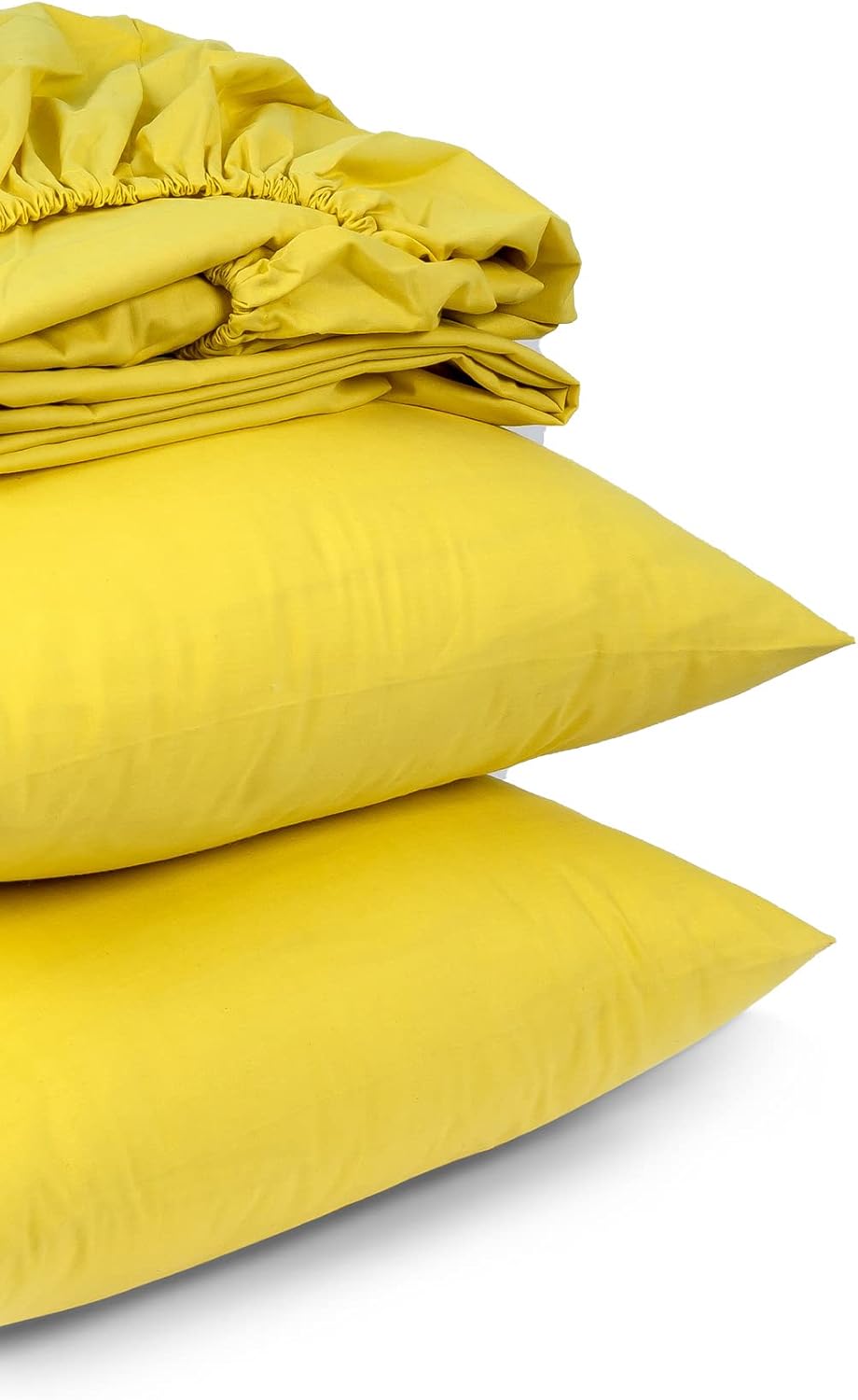 Home of Linen - Fitted Sheet Set, Size 200 x 200 cm, Lemon