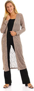 JAMILA Women's Self-Patterned Long Cardigan with Open Neckline