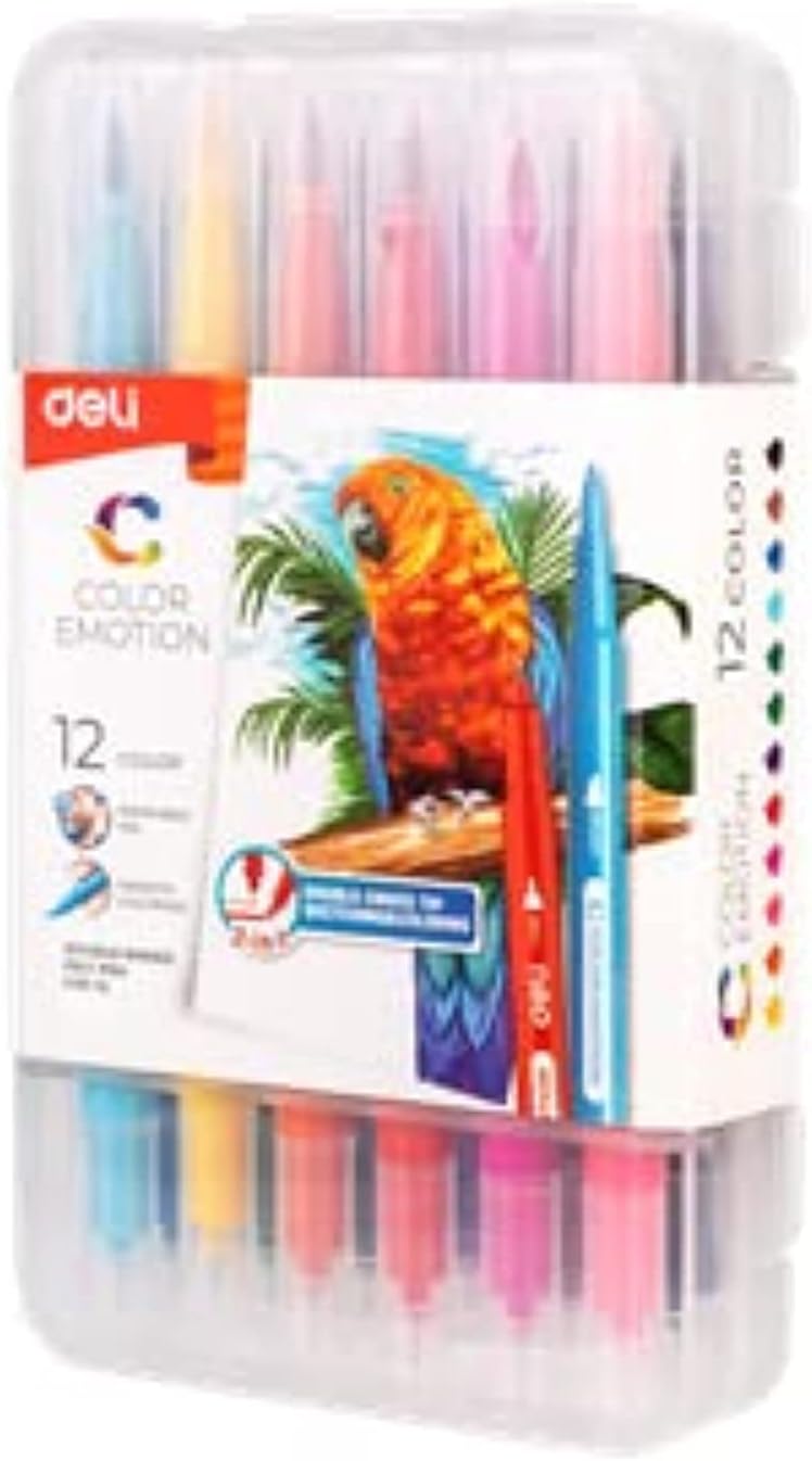 Deli - Double Tip Colored Pencils (Pack of 12) for School and Office, Suitable for Children and Teenagers