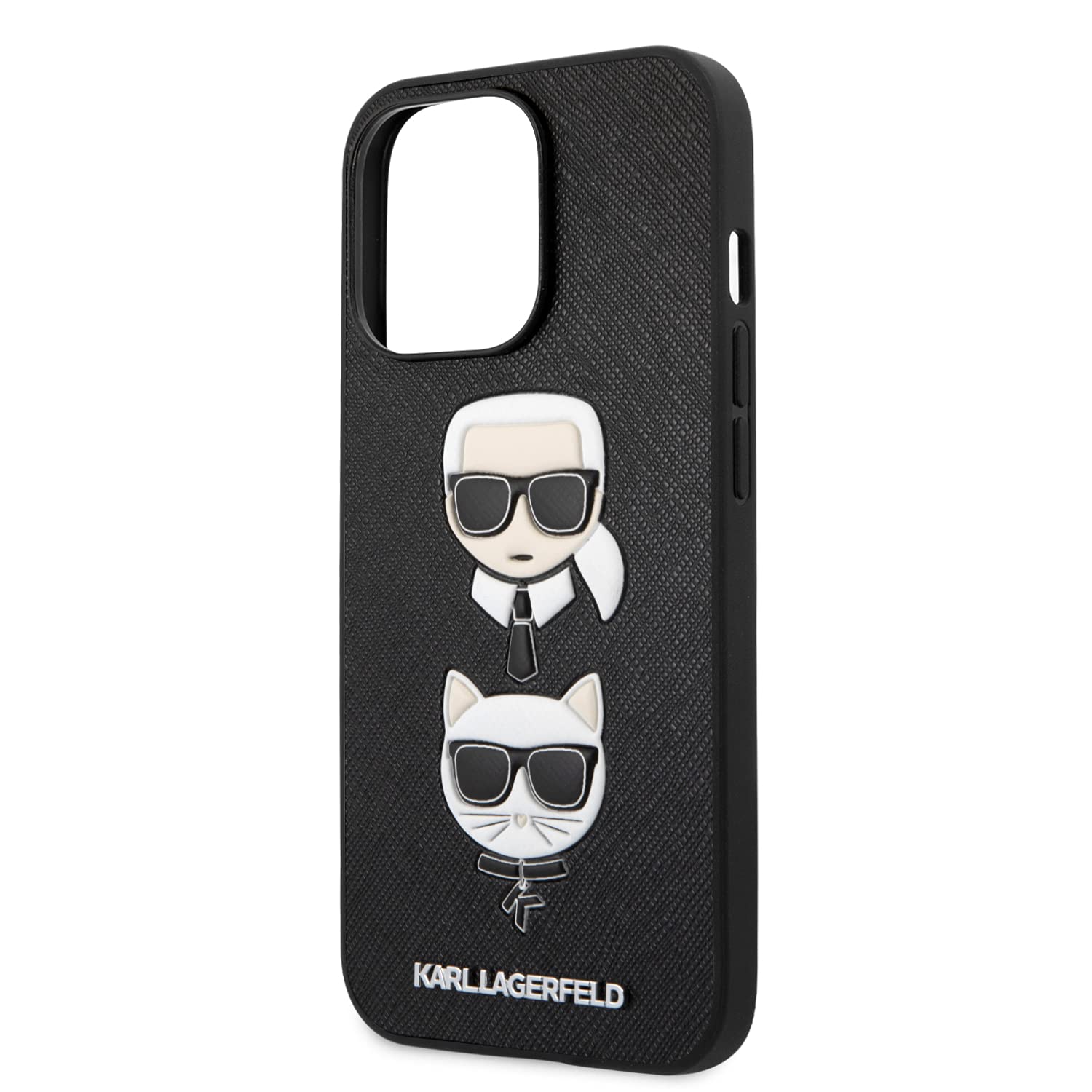 CG Mobile Karl Lagerfeld KLHCP13LSAKICKCBK Protective Hard Case for Apple iPhone 13 Pro - Black (Karl and Cat Head Design)