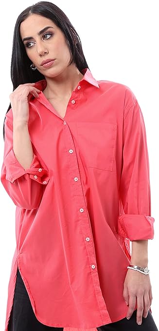 Ravin Women's Cropped Leather Button-Down Western Shirt - Pink, Size XL