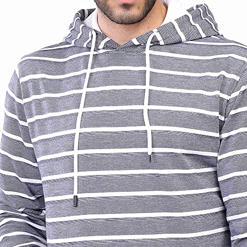 COUP Men's Slim Fit Striped Hoodie with Long Sleeves and Kangaroo Pockets