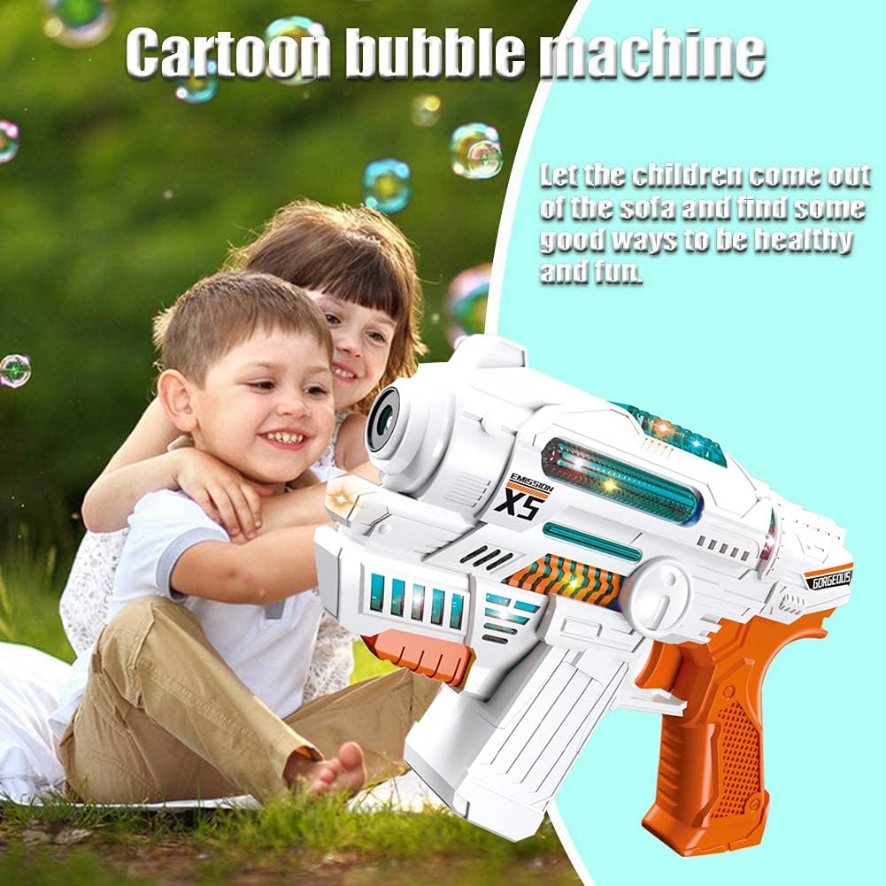 Besitek Kids Bubble Gun with 2 Bottles of Bubble Solution, Music, and Light - Bubble Maker for Summer and Party Fun