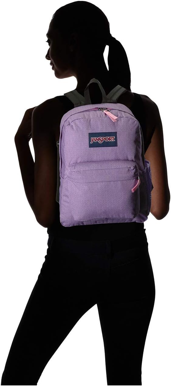 Jansport Prism Pink Zip Pockets Logo School Backpack for Girls with Adjustable Shoulder Straps - Lilac