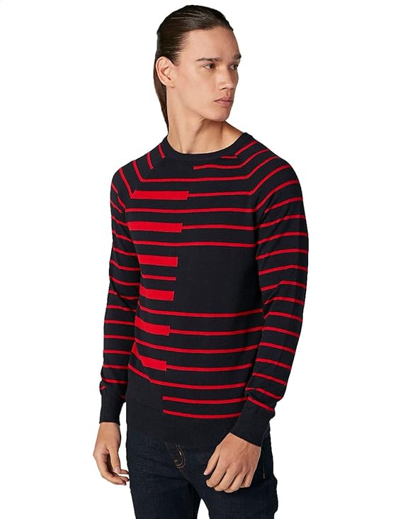 Splash Striped Round Neck Long Sleeves Sweatshirt for Men