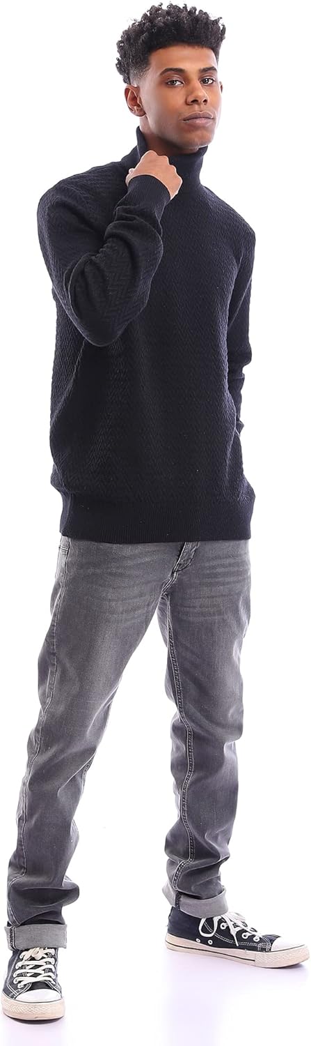 Ravin Men's 96274 Self Chevron Pullover with Turtle Neck Sweater