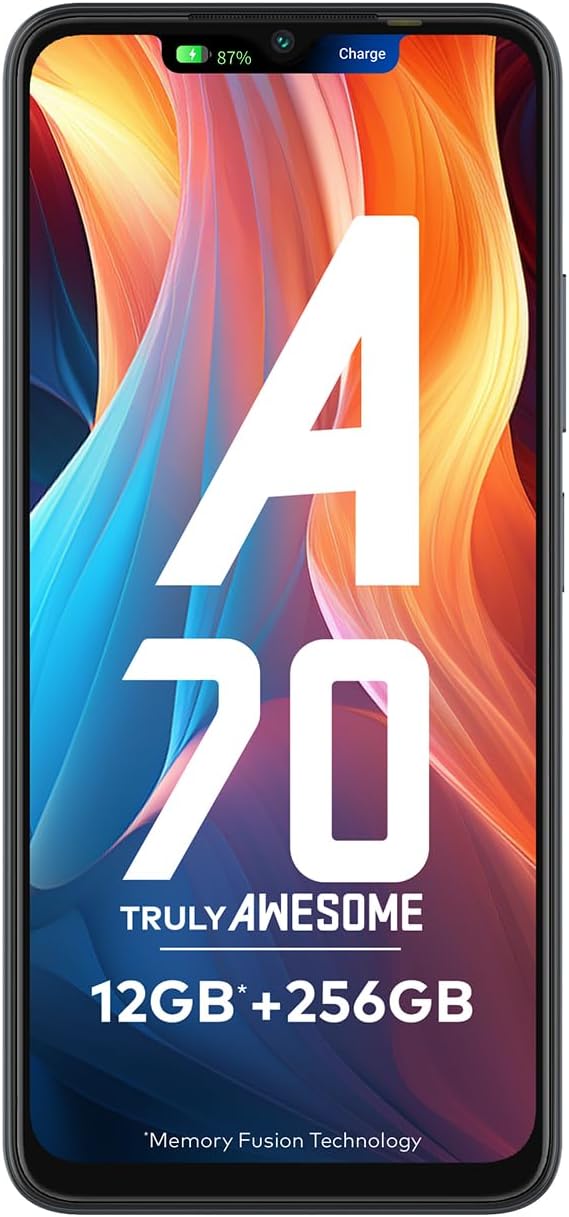 itel A70 | 4+8GB RAM + 256GB ROM | 13MP Dual Rear Camera & 8MP Front Camera | 5000mAh Battery with Type-C Charging | Dynamic Bar | Side Fingerprint Sensor | Octa-Core Processor | Starlish Black