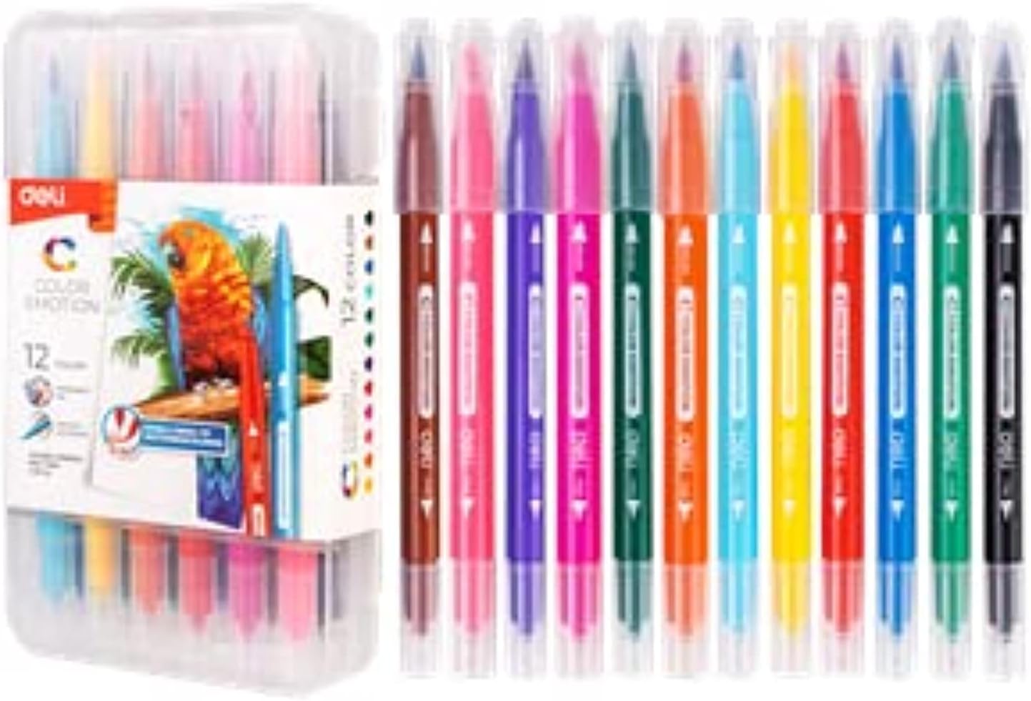 Deli - Double Tip Colored Pencils (Pack of 12) for School and Office, Suitable for Children and Teenagers