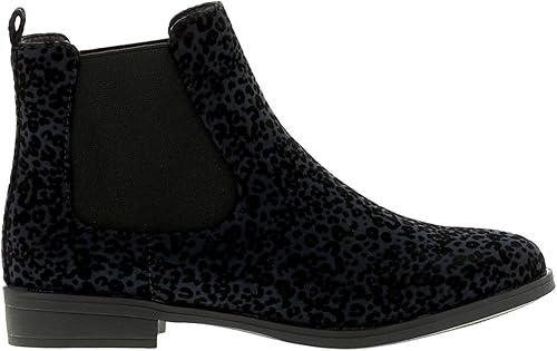 Sprox Women's Faux Suede Leopard Print Pull-On Ankle Boots with Elastic Insert