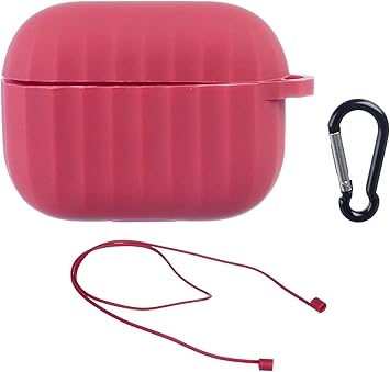 Silicone Protective Case with Carabiner and Earphone Holder for AirPods Pro - Red