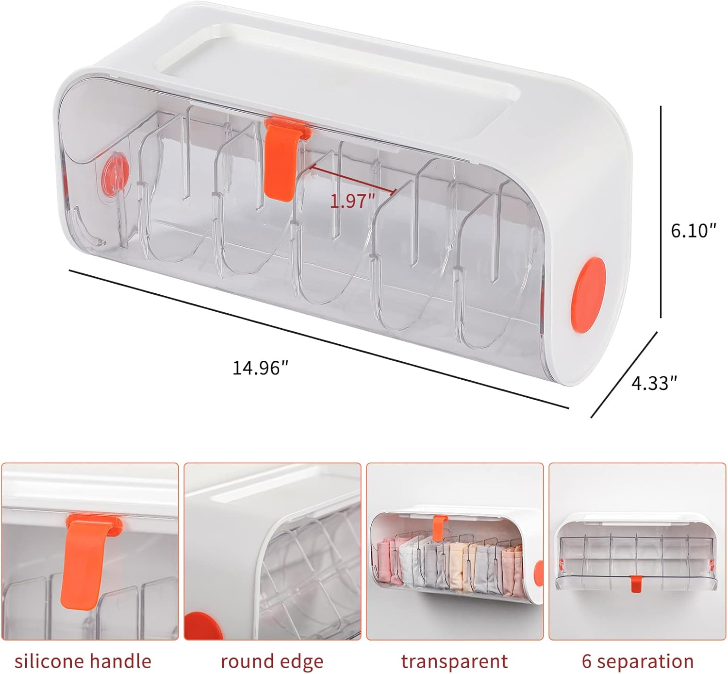 Fabrok Underwear and Sock Organizer Box, Wall-Mounted Plastic Cabinet Closet Storage Organizer, Adjustable Box for Underwear, Socks, Ties, and Belts