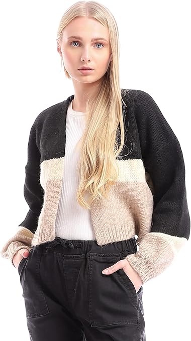 Ravin Women's Tri-Tone Balloon Sleeve Cropped Cardigan