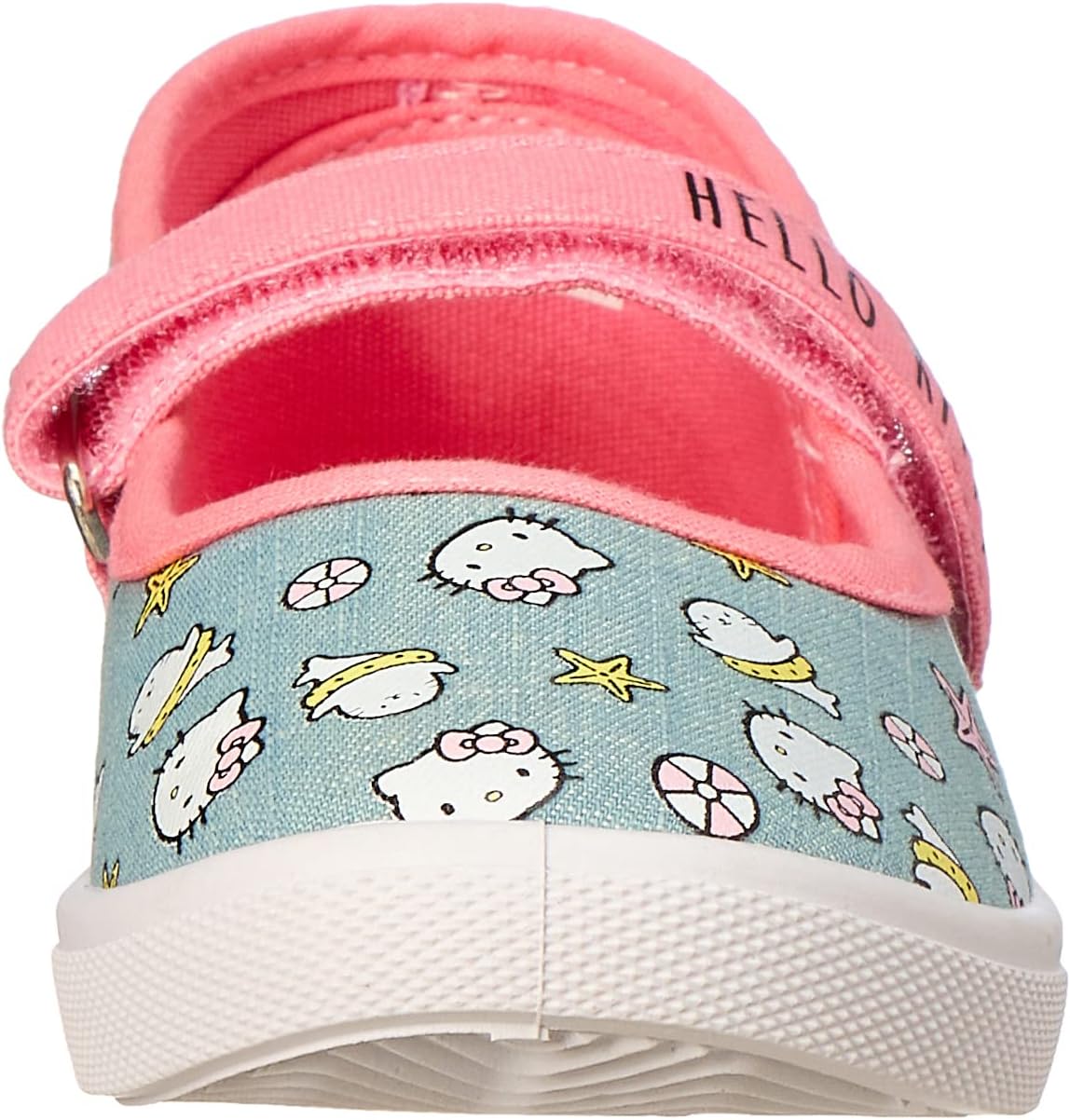 Leomil Hello Kitty Print Flat Shoes with Velcro Strap for Girls