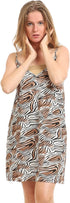 Kady Women Spaghetti Strap Zebra Print Short Nightgown with Robe