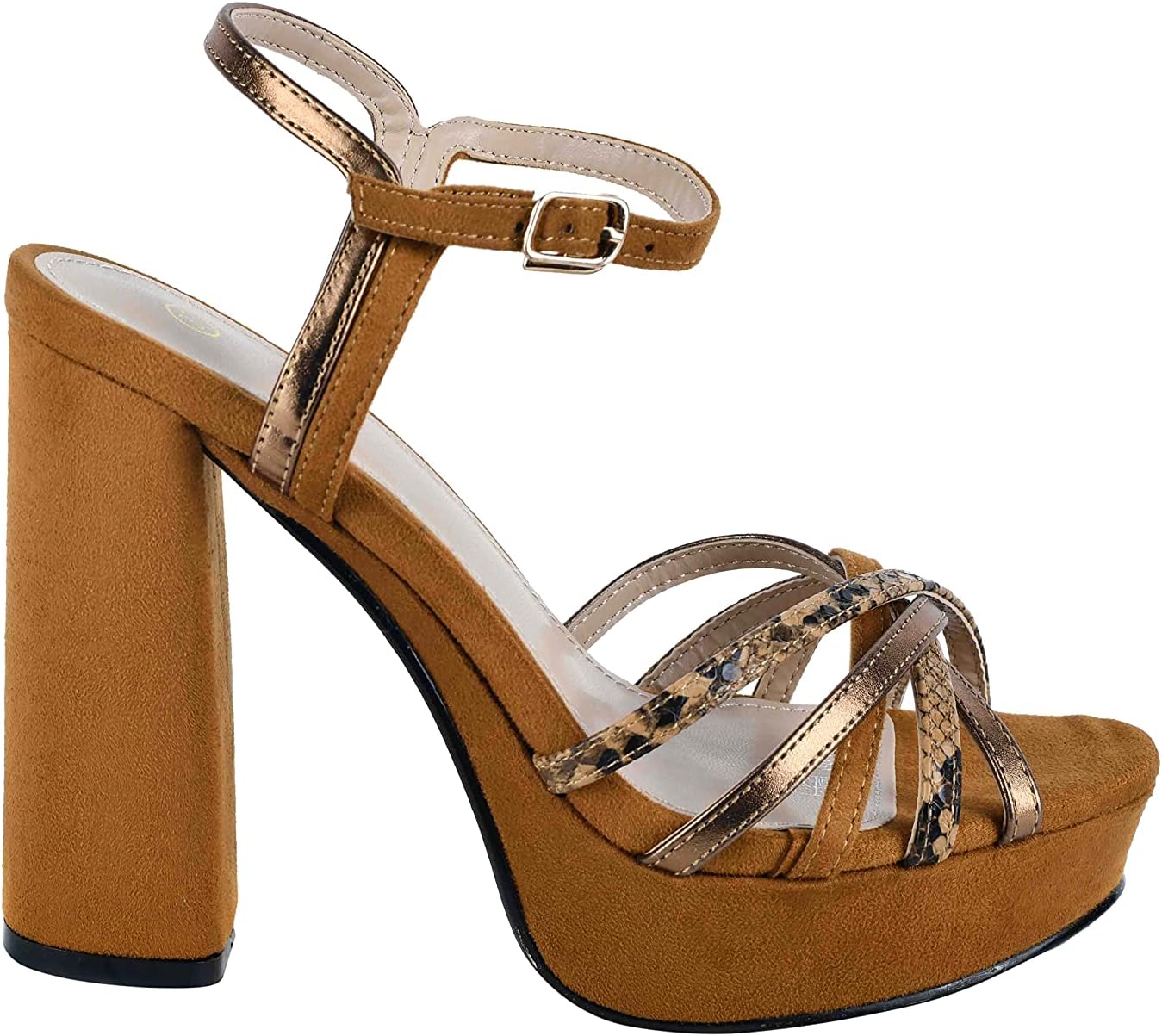 Pixi Faux Leather Patterned High Heel Sandals with Front Bow for Women