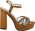 Pixi Faux Leather Patterned High Heel Sandals with Front Bow for Women