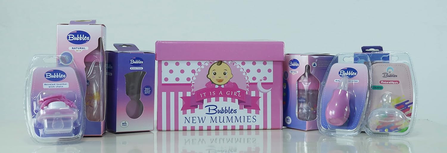 Bubbles New Mommy Natural Box Large for Girls - Rose, 15 Items (Multiple Colors)