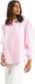 Ravin Women's Cropped Leather Button-Down Western Shirt - Pink, Size XL