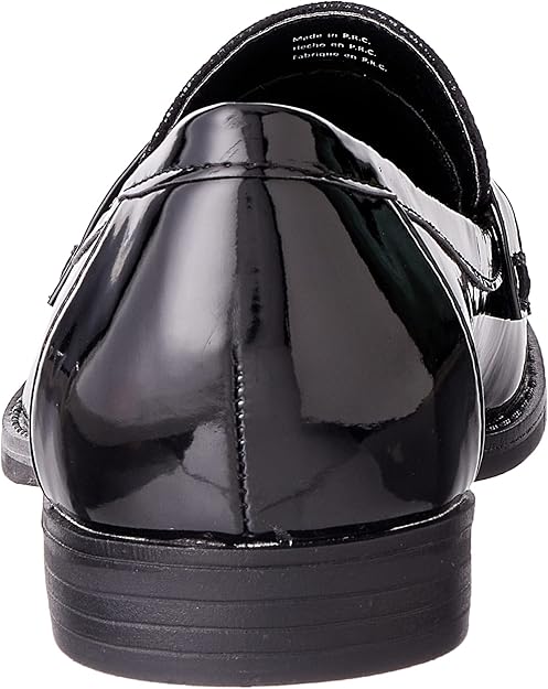 Sprox Patent Faux Leather Notched Vamp Tassel Loafers for Women