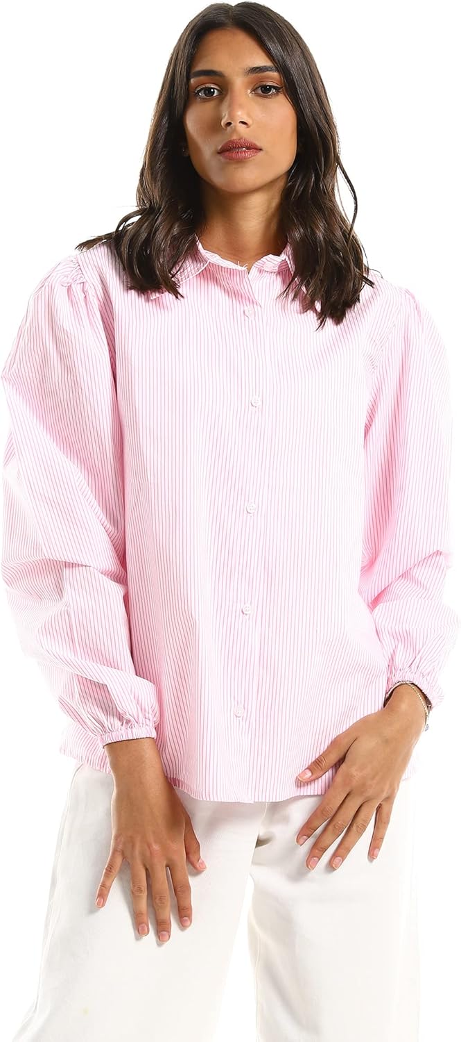 Ravin Women's Cropped Leather Button-Down Western Shirt - Pink, Size XL