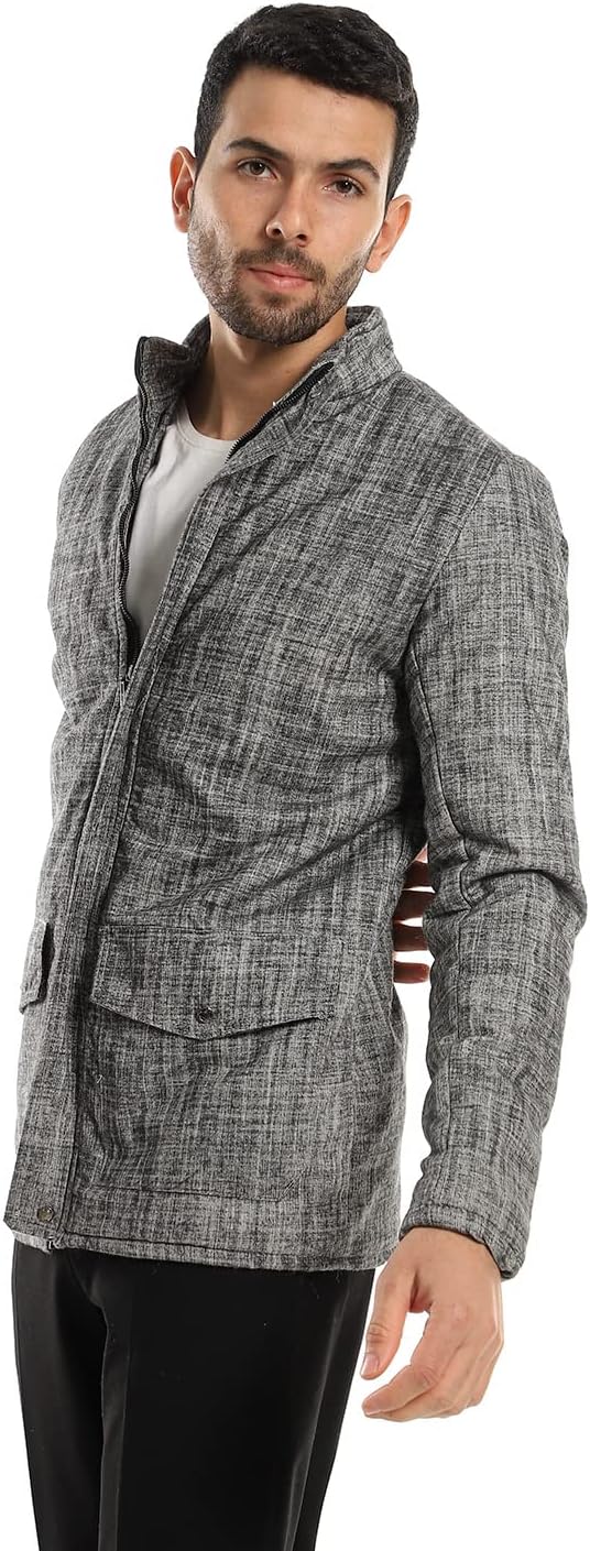 Andora Men's Zipper Through Neck Linen Jacket