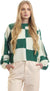 Ravin Women's Mock Neck Knitted Bi-Tone Pullover - Off White & Green (Style 96990)