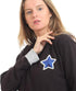 JAMILA Women’s Round Neck Sweatshirt with Shiny Star Patch