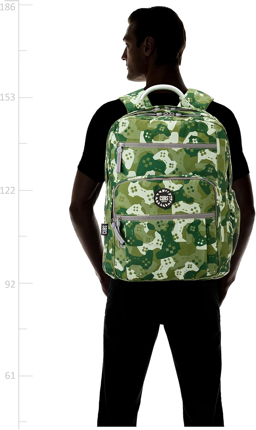 Cubs Polyester Patterned Zip-Around Front-Pocket Unisex School Backpack with Adjustable Shoulder Straps - Green