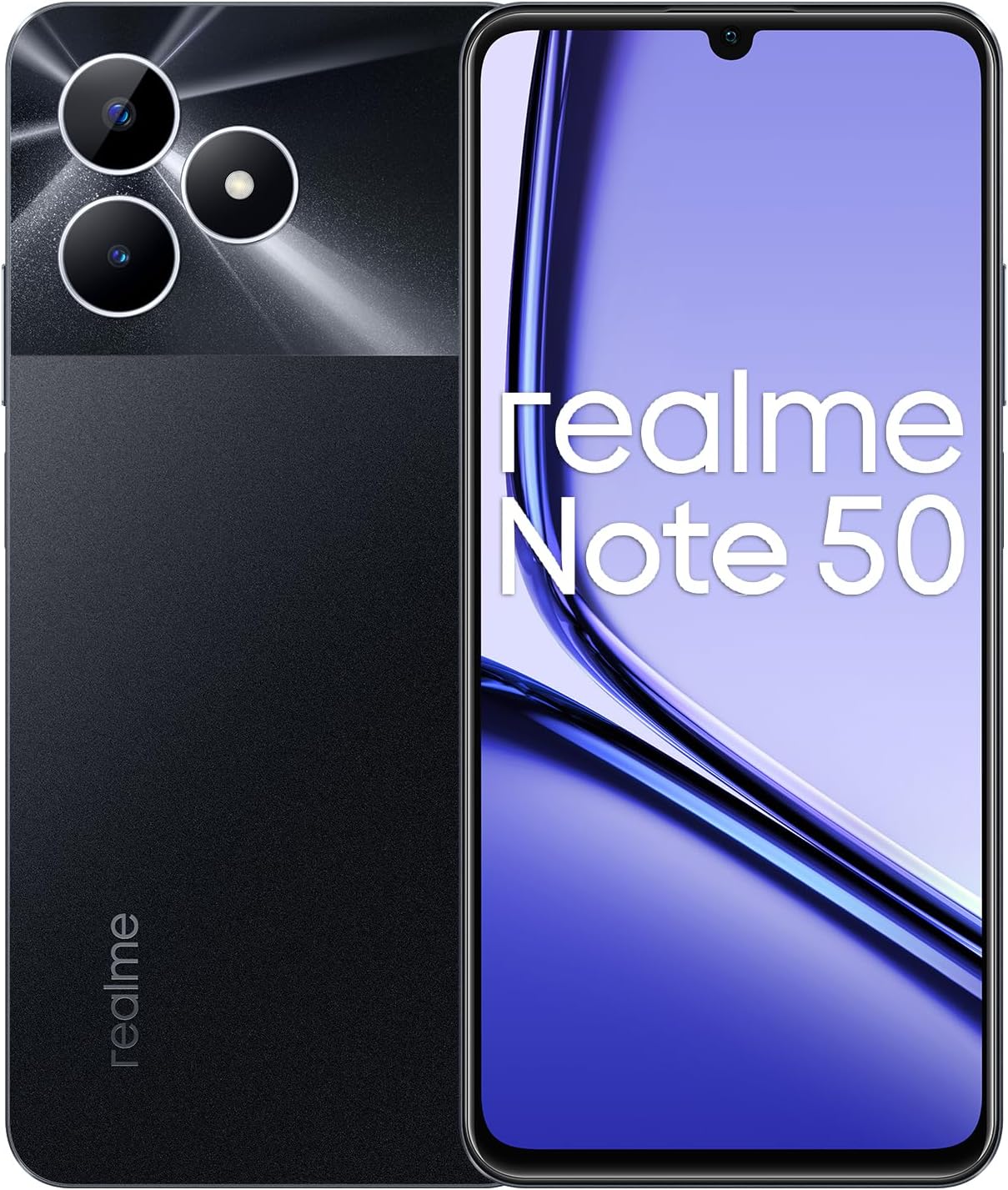 ريلمي Note 50 بشريحتي اتصال، 64 جيجابايت ROM + 3 جيجابايت RAM (GSM فقط | بدون CDMA) مفتوح المصنع 4G/LTE (أسود منتصف الليل) - النسخة الدولية