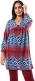 JAMILA Women's V-Neck Tunic Top with Elastic Cuffs